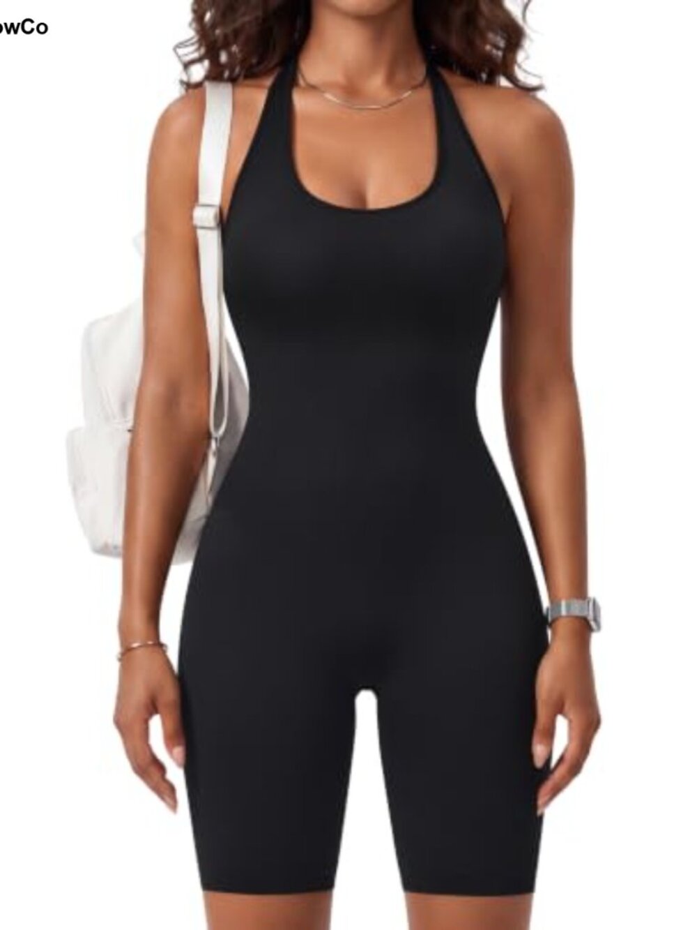 Halter Neck One Piece Jumpsuit Sleeveless Bodysuit Yoga Gym Workout